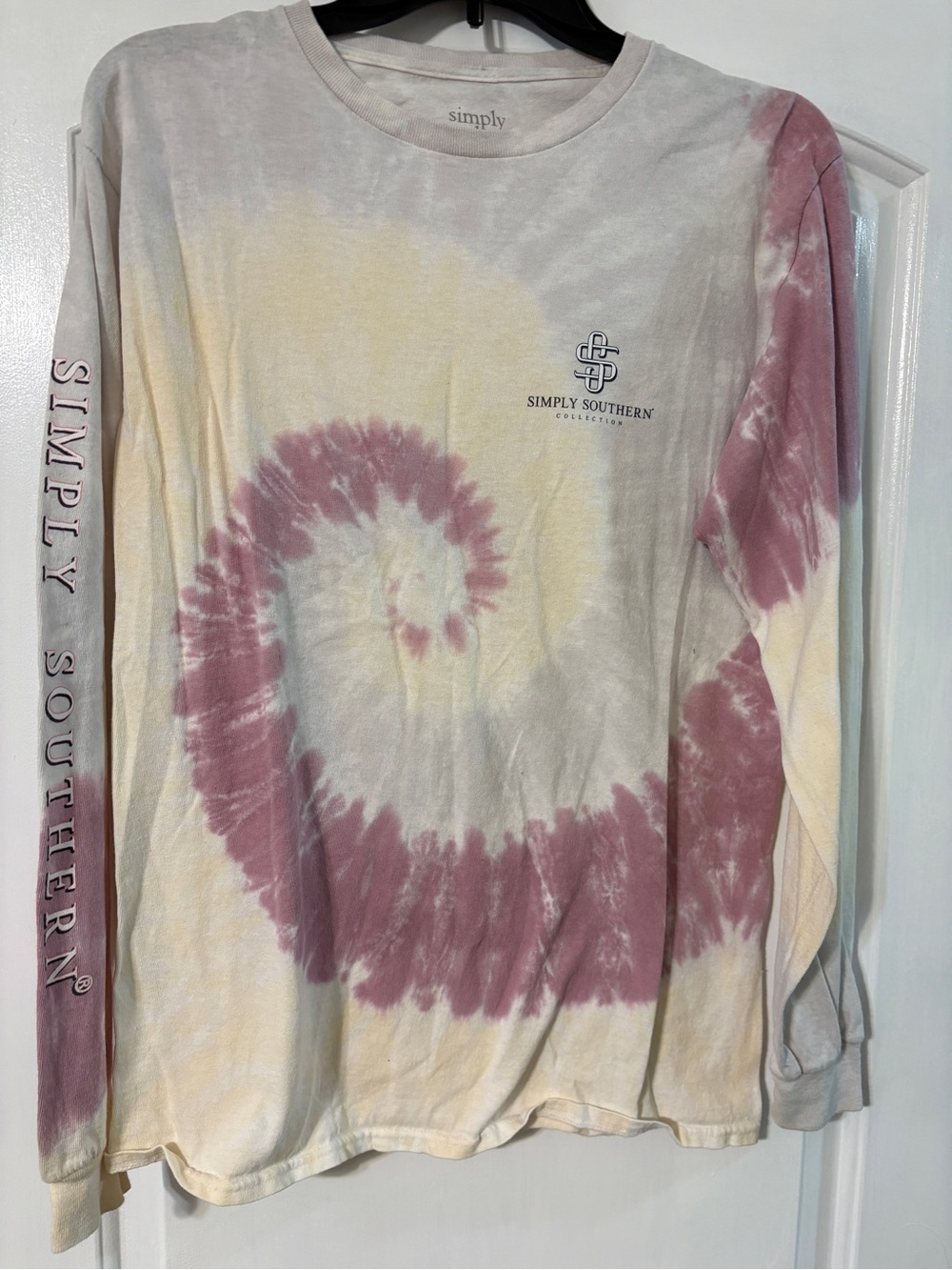 Simply Southern Pink and Cream Tie-Dye Long Sleeve Tee
